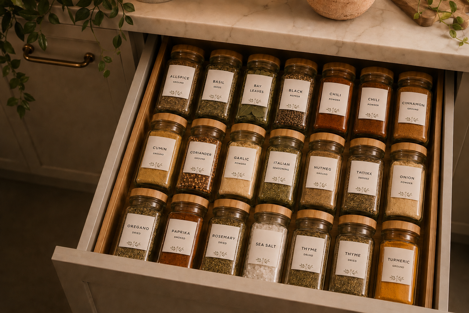 How to Organize a Spice Drawer for a Beautiful, Functional Kitchen