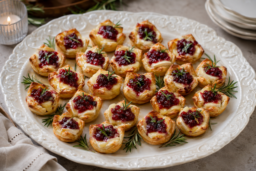 Cranberry Brie Puff Pastry Bites