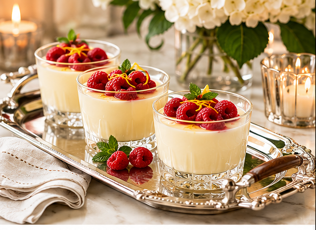 Easy Lemon Posset with Fresh Raspberries