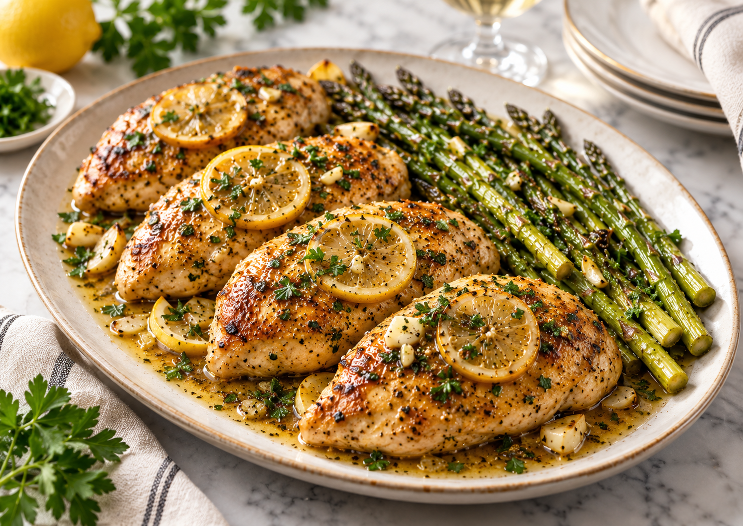One-Pan Lemon Garlic Chicken with Roasted Asparagus